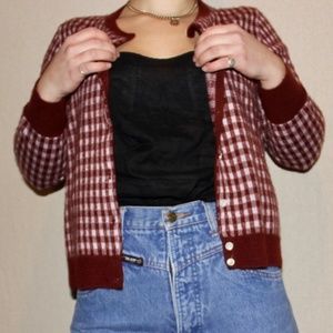 Checkered cashmere cardigan
